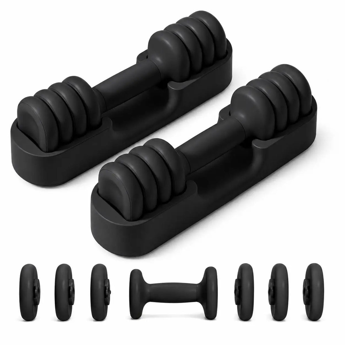 Women's 4-in-1 Adjustable Dumbbells Set Quick-Adjust Hand Weights 2-5 lbs with Soft Non-Slip Grip Storage Base Home Gym Fitness Equipment for Arm Workout Pilates Yoga Exercise Training Accessories