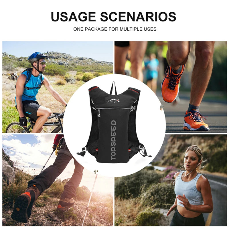 Outdoor Trail Running 5L Ultralight Backpack Hydration Jogging Vest Men Breathable Marathon Bicycle Bag Fitness Running Bag
