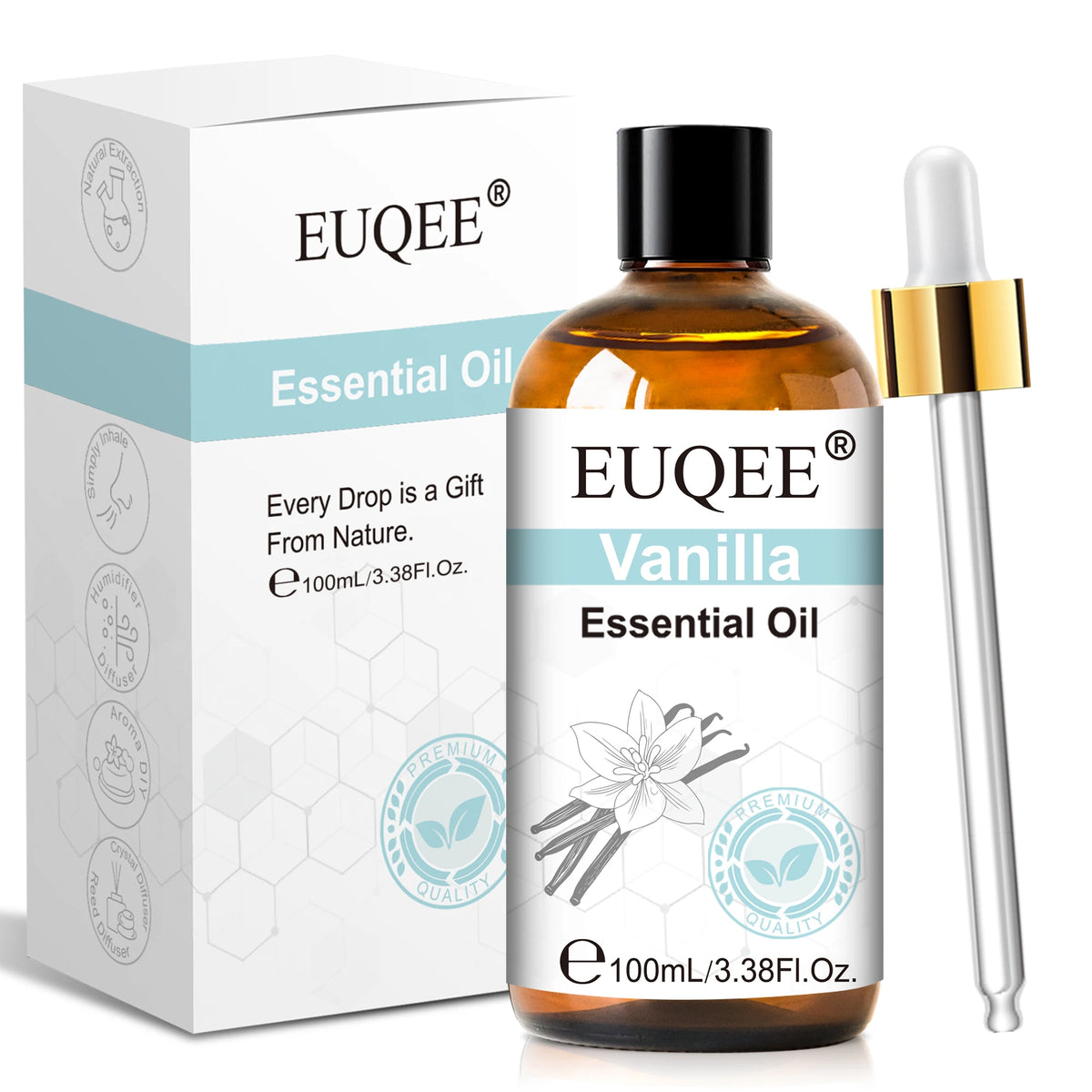 EUQEE 100ml/3.38Fl.Oz Premium Essential Oil For Soap & Candle Making Vanilla Lavender Eucalyptus Cinnamon Lemongrass Aromatherapy Essential Oils For Diffuser