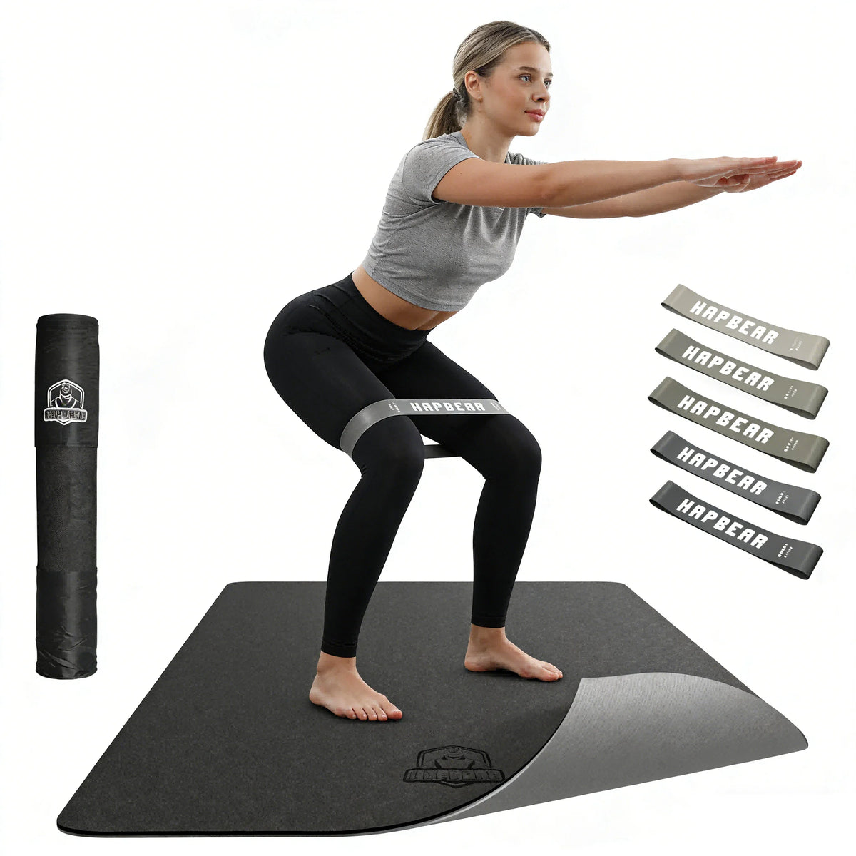 HAPBEAR Extra Large Yoga Mat – 72"x36" Non-Slip TPE Mat with Carry Bag & Resistance Bands