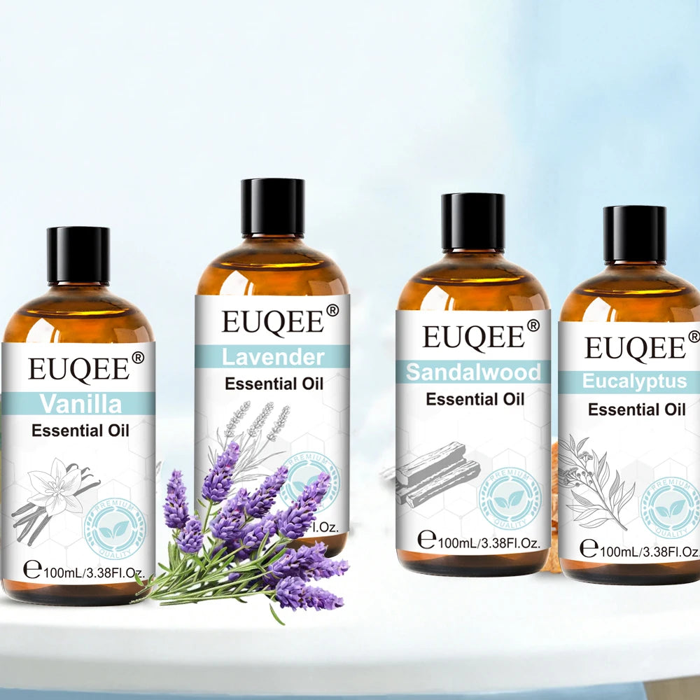 EUQEE 100ml/3.38Fl.Oz Premium Essential Oil For Soap & Candle Making Vanilla Lavender Eucalyptus Cinnamon Lemongrass Aromatherapy Essential Oils For Diffuser