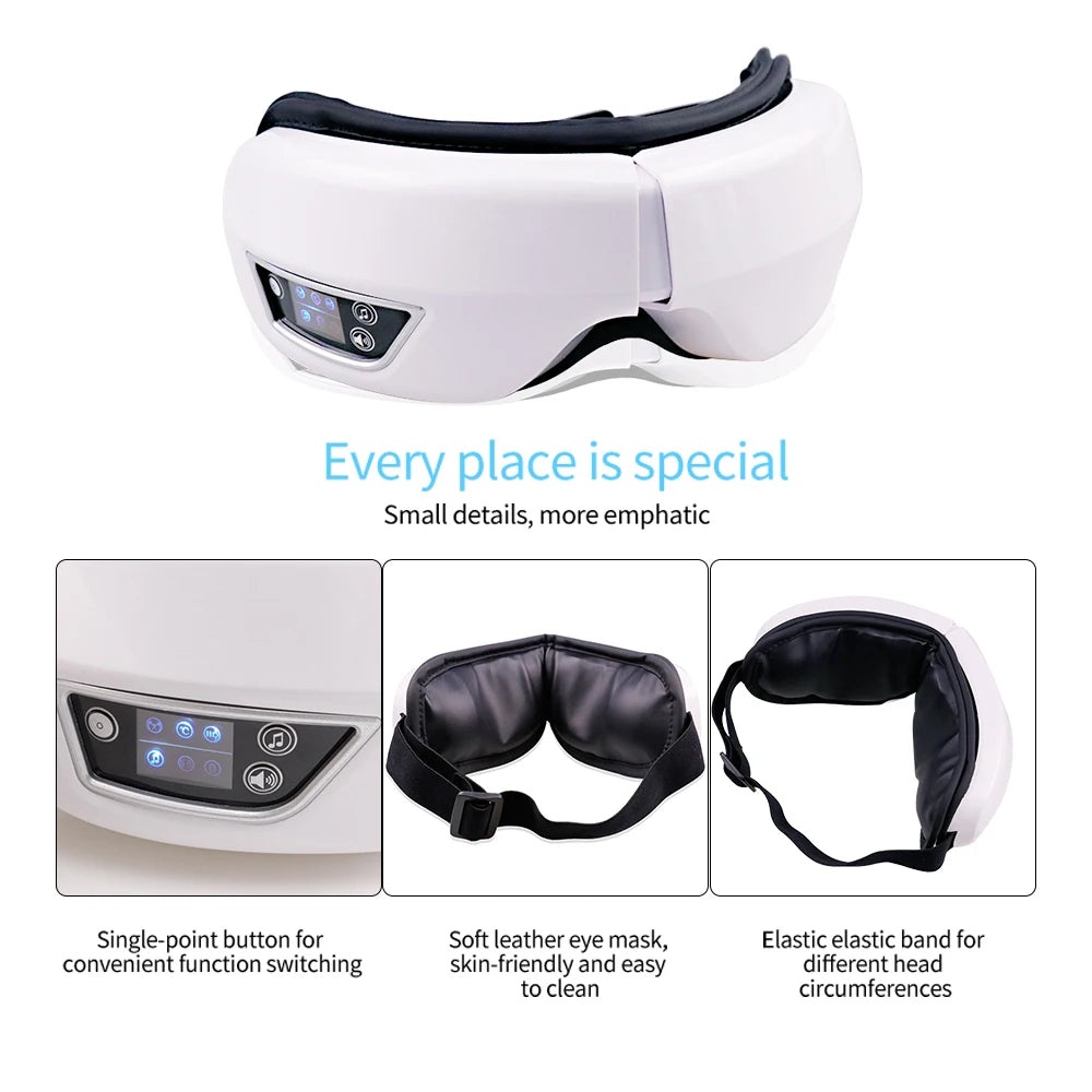 Best Selling Electric Eye Massager Airbag Vibration Kneading Massage Stress Fatigue Relief Music Relax Foldable Eye Care