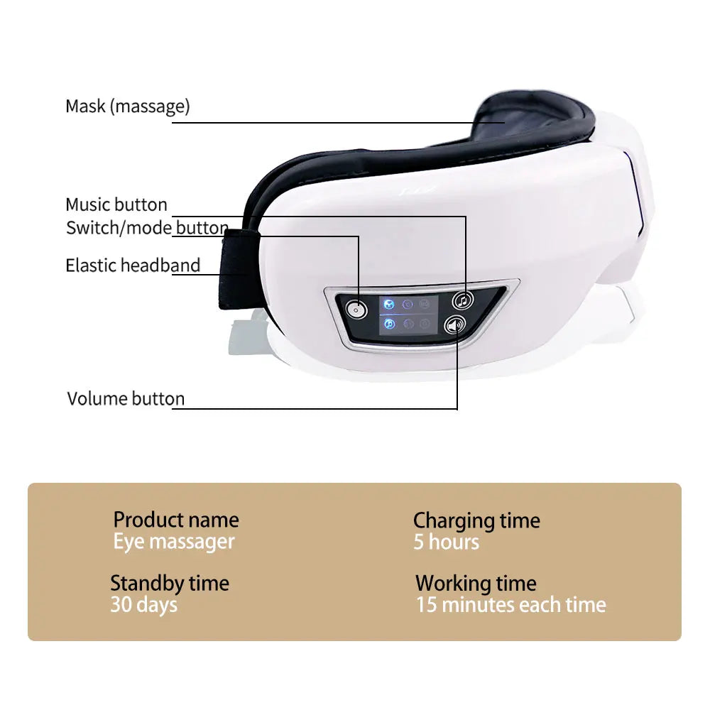 Best Selling Electric Eye Massager Airbag Vibration Kneading Massage Stress Fatigue Relief Music Relax Foldable Eye Care