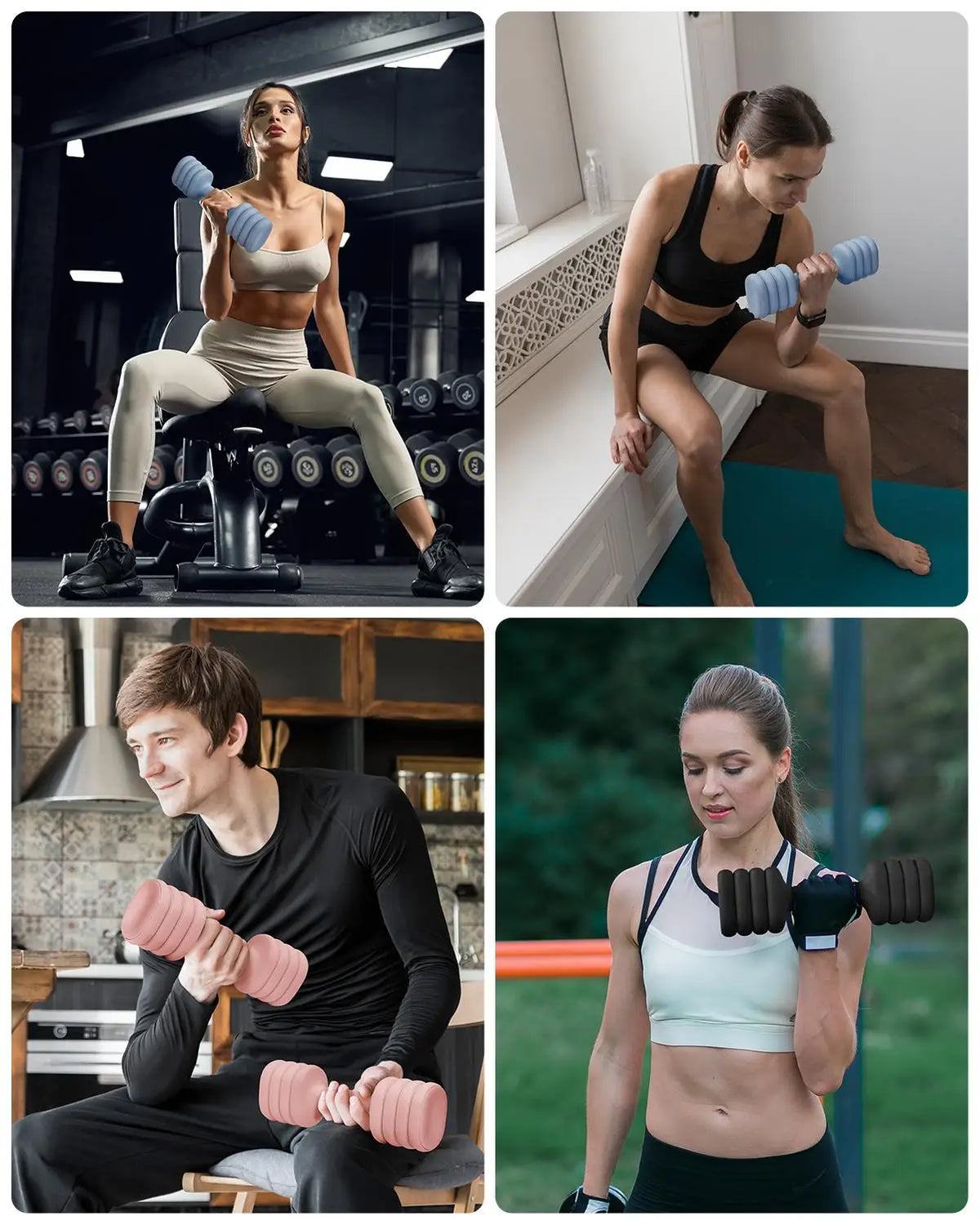 Women's 4-in-1 Adjustable Dumbbells Set Quick-Adjust Hand Weights 2-5 lbs with Soft Non-Slip Grip Storage Base Home Gym Fitness Equipment for Arm Workout Pilates Yoga Exercise Training Accessories
