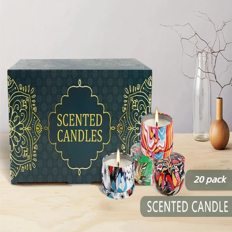 20-piece fragrance candle gift set. Women's fragrance candles, compact portable travel candles. Yoga Mother's Day Valentine's Day birthday gift set. Applicable for Father's Day, Christmas and Halloween. The candles emit a str