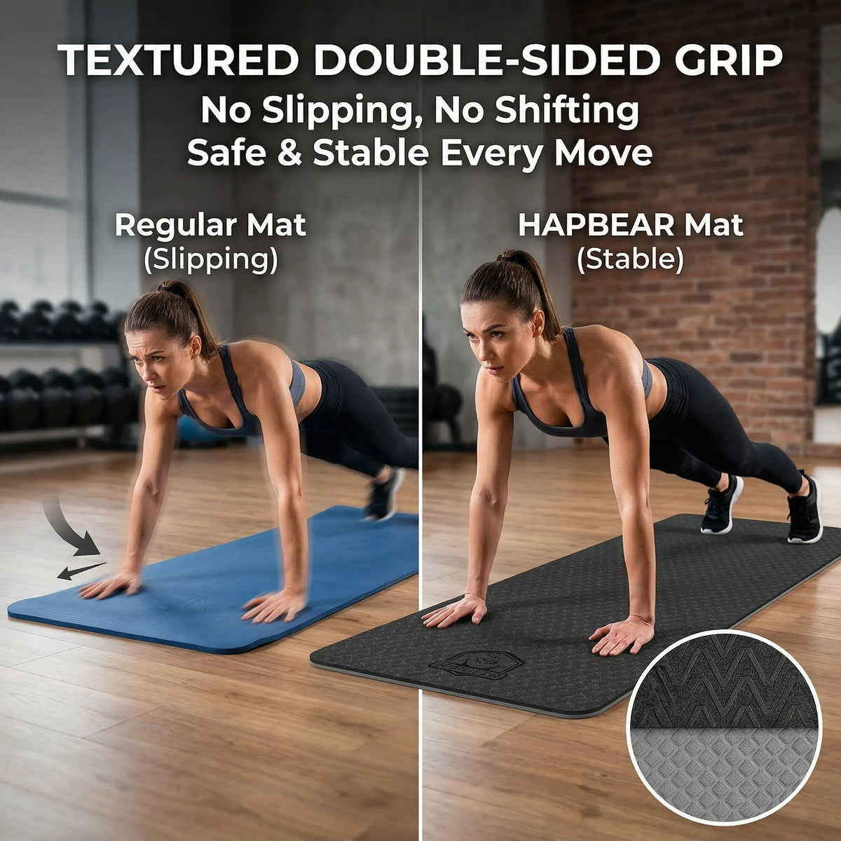 HAPBEAR Extra Large Yoga Mat – 72"x36" Non-Slip TPE Mat with Carry Bag & Resistance Bands