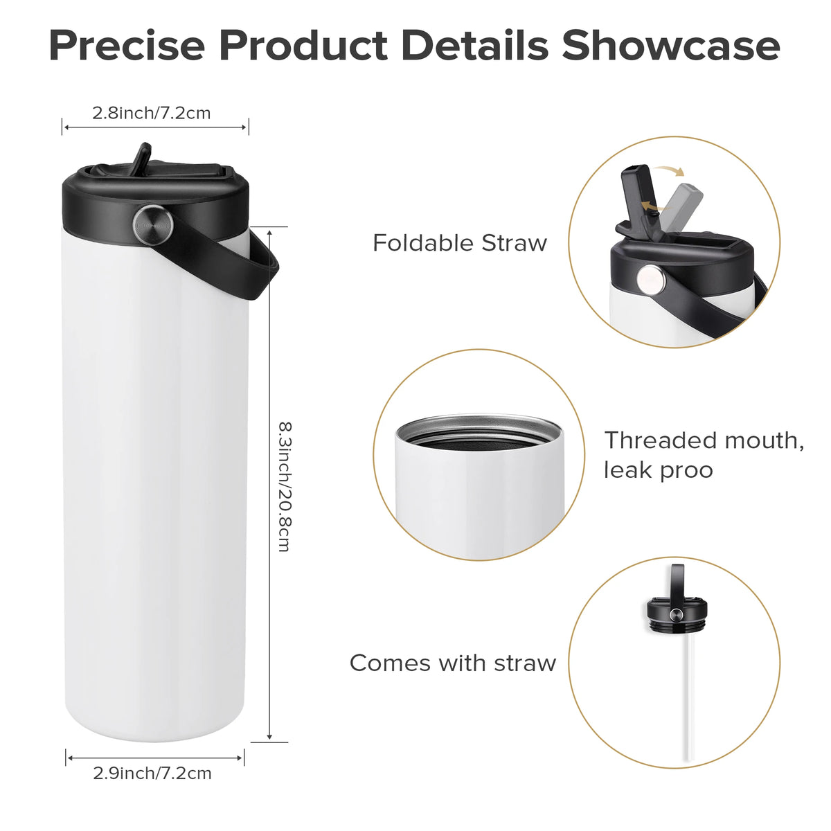 12/25 Pack 20OZ Sublimation Blanks Tumbler, Vacuum Flap With Flip Nozzle, Perfect for Fitness Travel and Sports Water Bottles