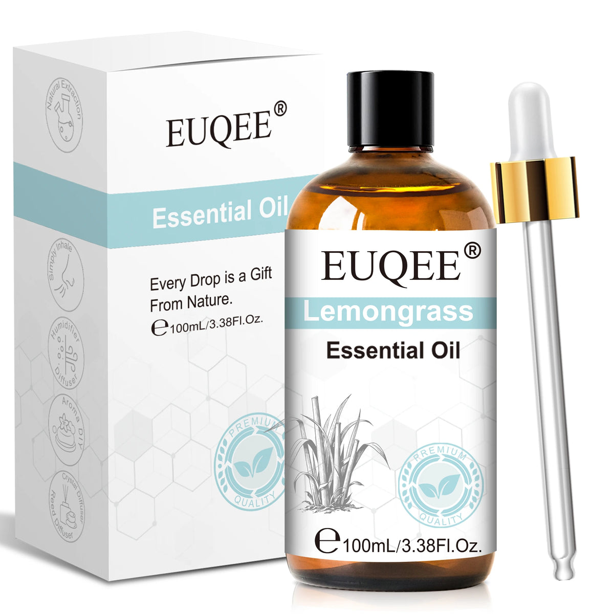 EUQEE 100ml/3.38Fl.Oz Premium Essential Oil For Soap & Candle Making Vanilla Lavender Eucalyptus Cinnamon Lemongrass Aromatherapy Essential Oils For Diffuser