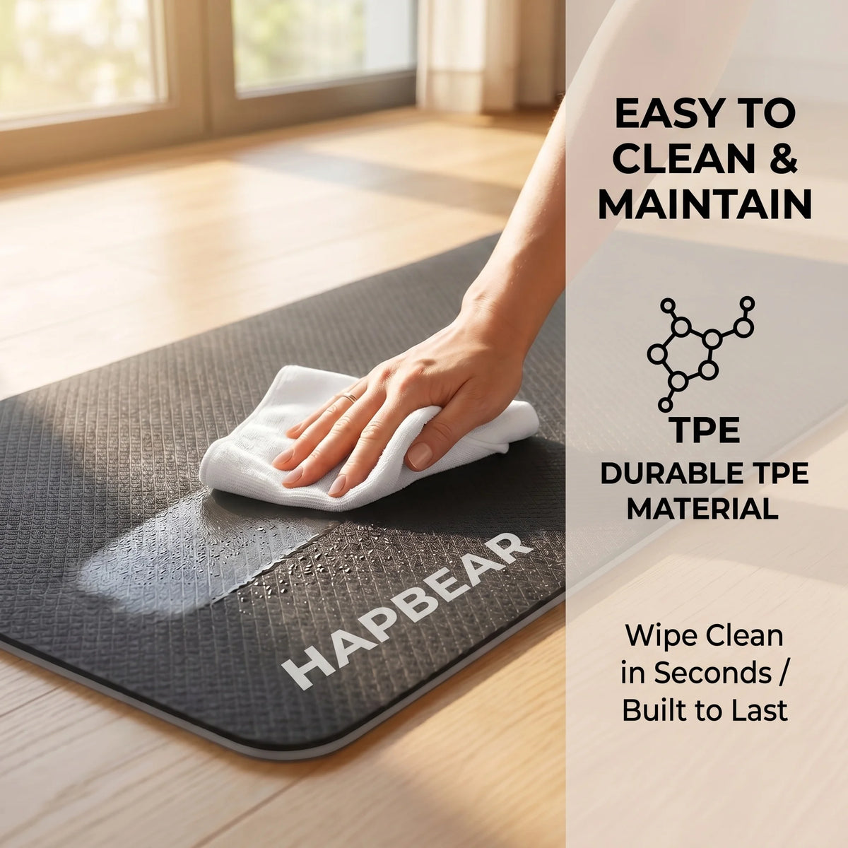 HAPBEAR Extra Large Yoga Mat – 72"x36" Non-Slip TPE Mat with Carry Bag & Resistance Bands
