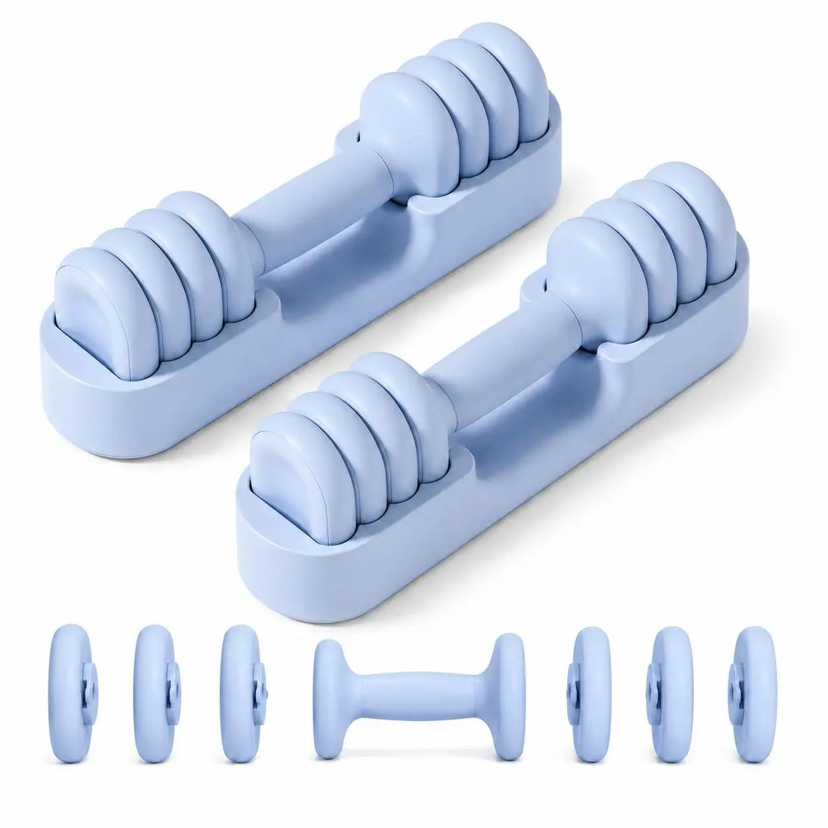 Women's 4-in-1 Adjustable Dumbbells Set Quick-Adjust Hand Weights 2-5 lbs with Soft Non-Slip Grip Storage Base Home Gym Fitness Equipment for Arm Workout Pilates Yoga Exercise Training Accessories
